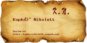 Kopkó Nikolett névjegykártya